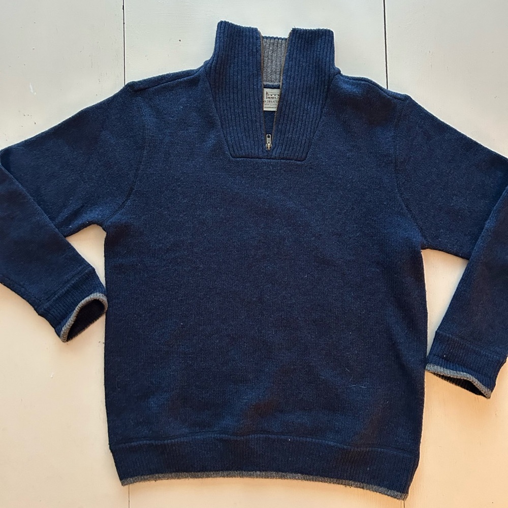 Aran Sweater Market Mens L 1/4 zip wool sweater
